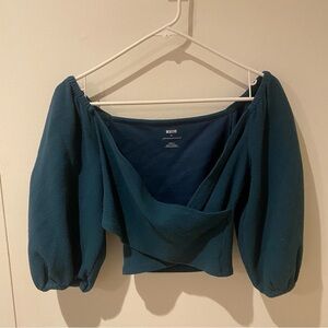 Maeve cross front teal top